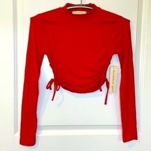MADDEN GIRL | NWT Jr. Girl Size XS Red Long Sleeve Shirt with Self Tie Sides